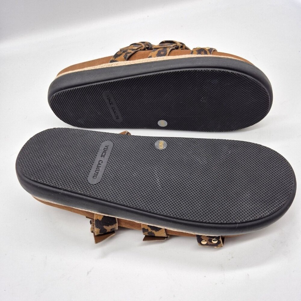 Vince Camuto Ciandra Size 9.5 M Slip On Slide 3 Straps Buckle Brown Flat 934 - Picture 7 of 8